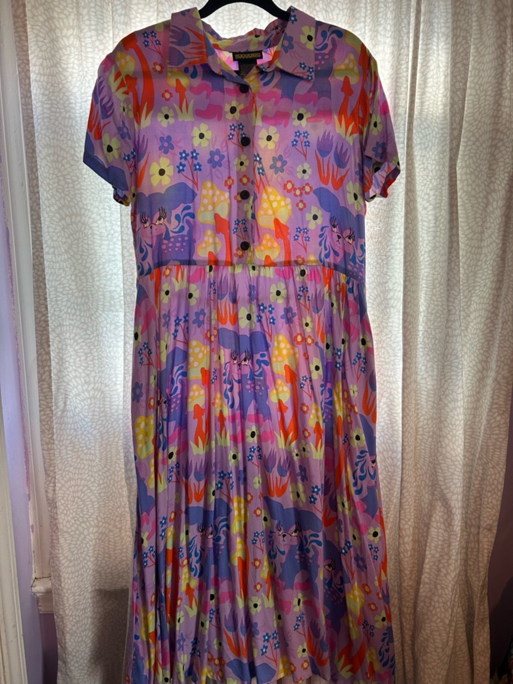 Nooworks “Cry Baby” Cassie Lavender Multicolor Button-Down Floral Midi Dress